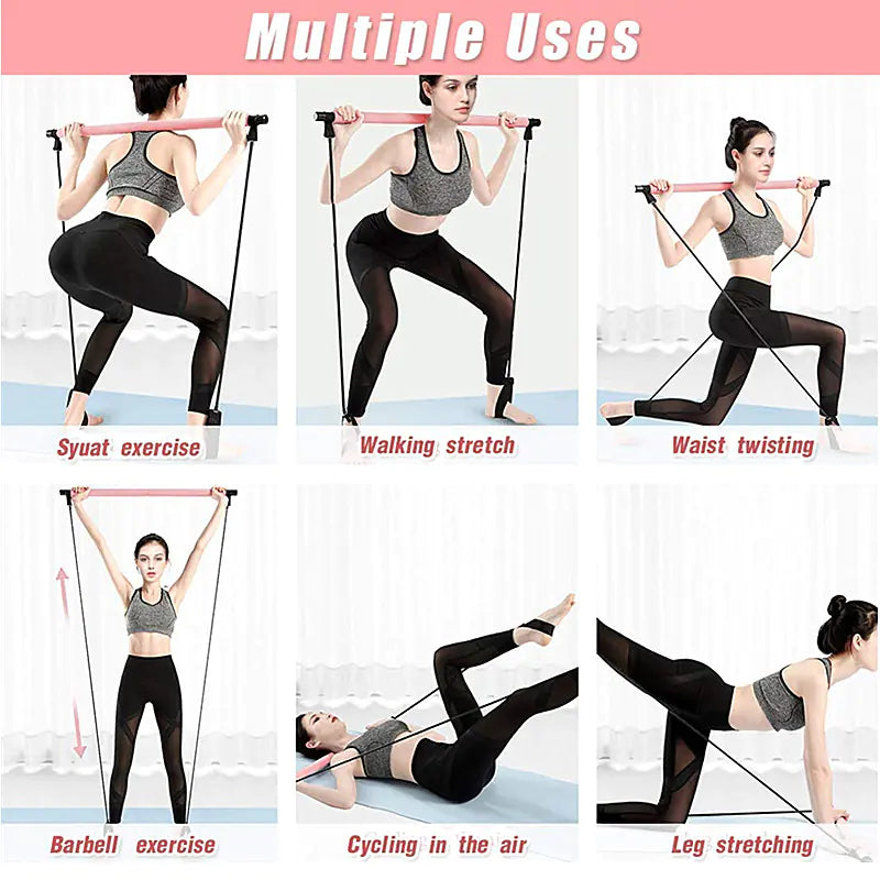 Portable Yoga Pilates Stick with Resistance Bands - My Store