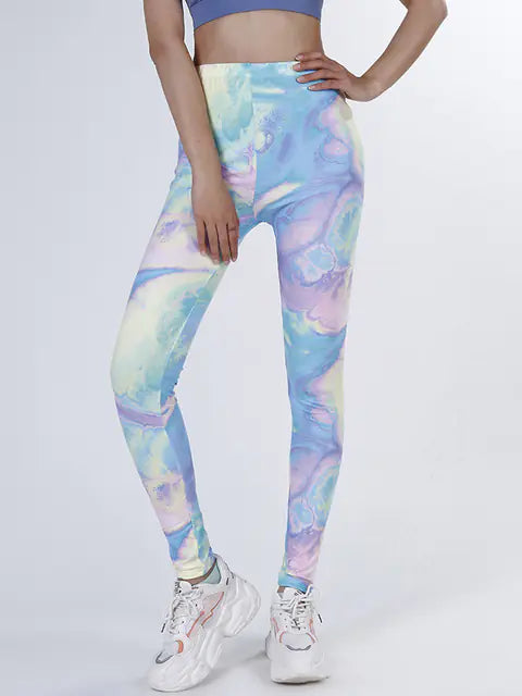 Summer Flower Print Gym Leggings – Stretchy Floral Workout Pants - My Store
