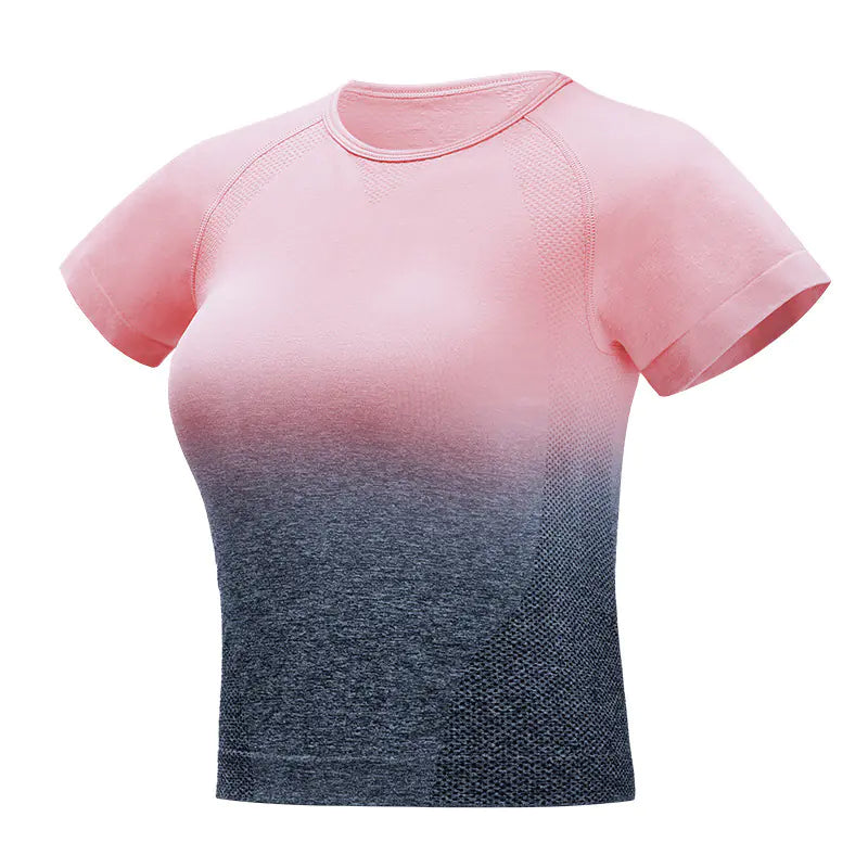 Seamless Gradient Short Sleeve Gym T-Shirt -Breathable Performance Top - My Store