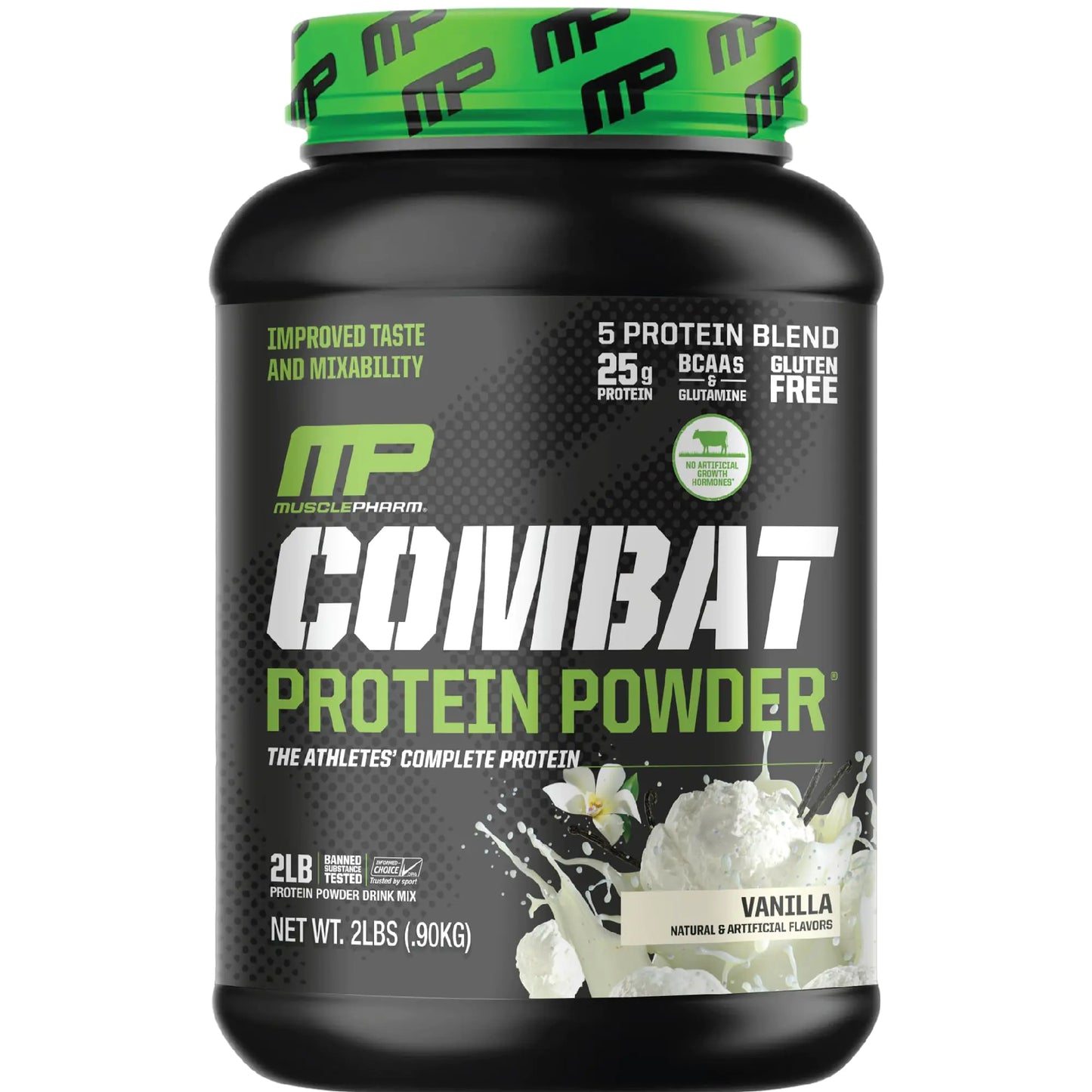 MusclePharm Combat Protein Powder Vanilla Flavor Fuels Muscles for Productive Workouts 5 Protein Sources Including Whey Protein Isolate & Egg Albumin Gluten Free 2 lb 26 Servings - My Store