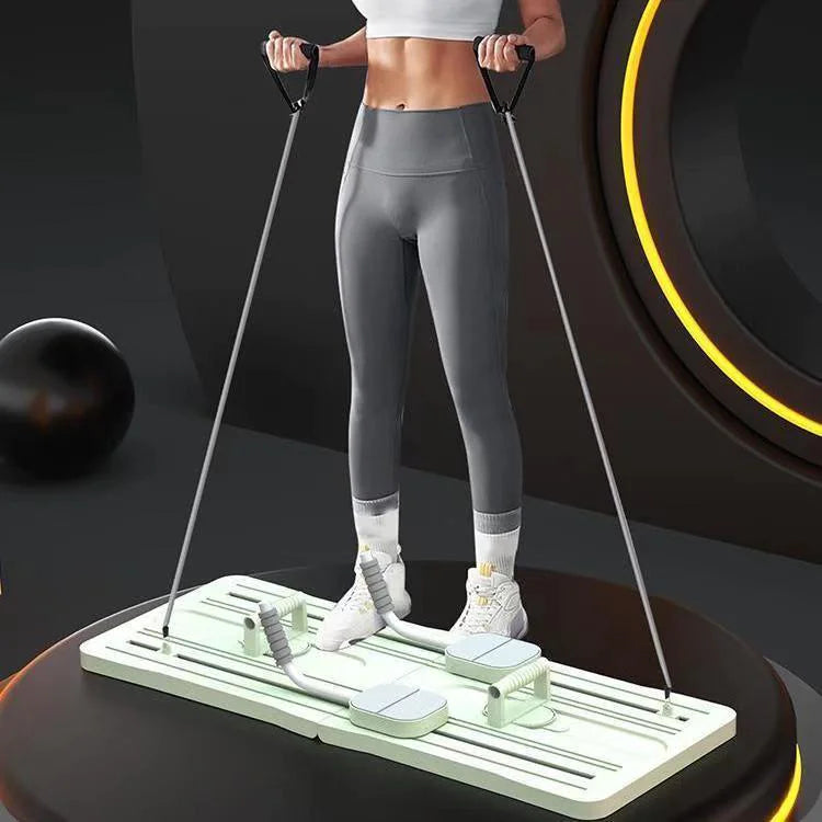 Person using a step machine with a dark background