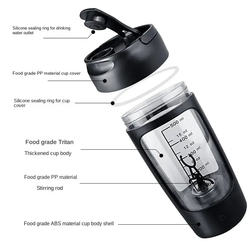 Electric Portable Whey Protein Shaker Bottle -Rechargeable Mixing Cup - My Store