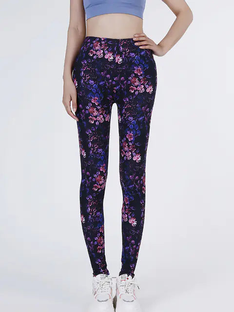 Summer Flower Print Gym Leggings – Stretchy Floral Workout Pants - My Store
