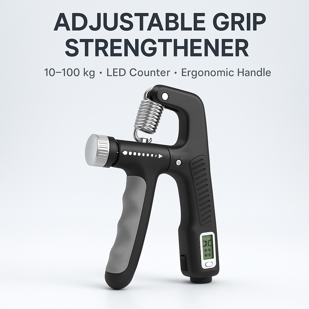 Build hand, wrist, and forearm strength with our adjustable Finger Gripper Strength Trainer. Compact, durable, and made for serious fitness progress.