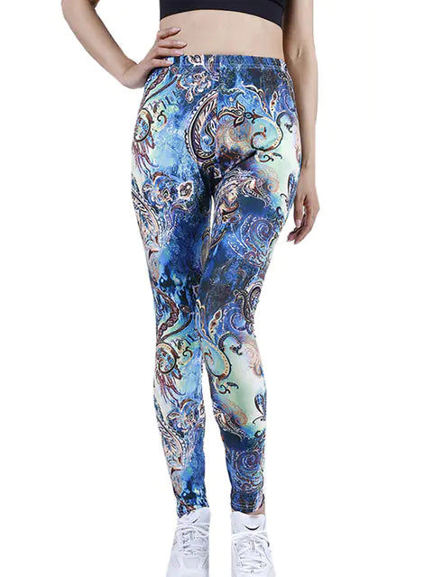 Summer Flower Print Gym Leggings – Stretchy Floral Workout Pants - My Store