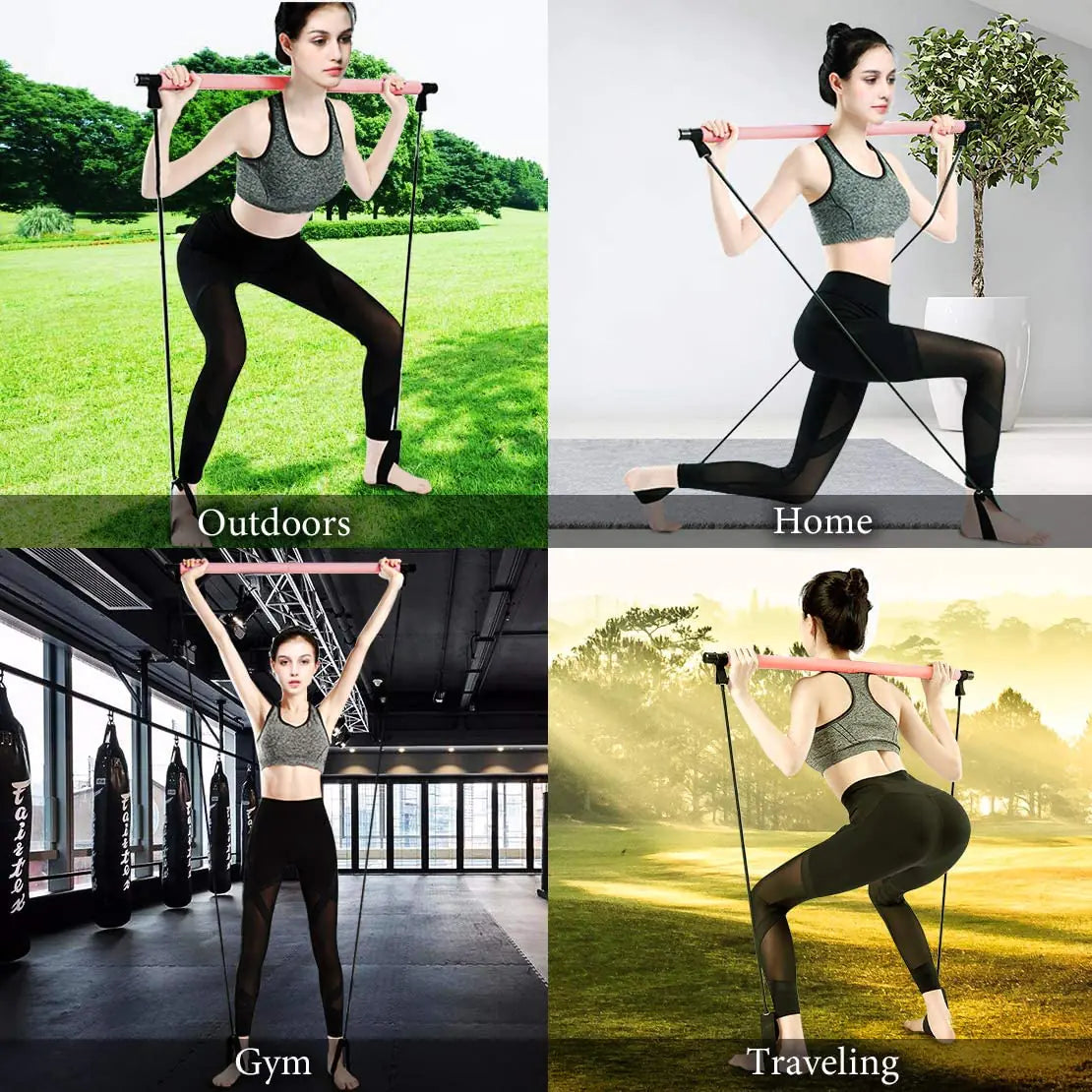 Portable Yoga Pilates Stick with Resistance Bands - My Store