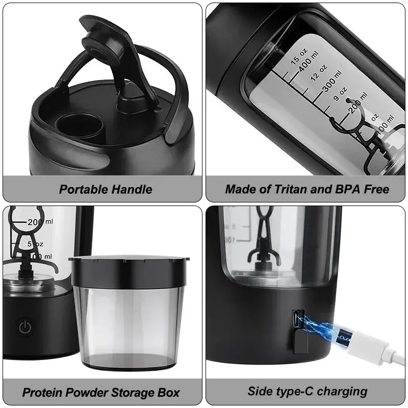 Electric Portable Whey Protein Shaker Bottle -Rechargeable Mixing Cup - My Store