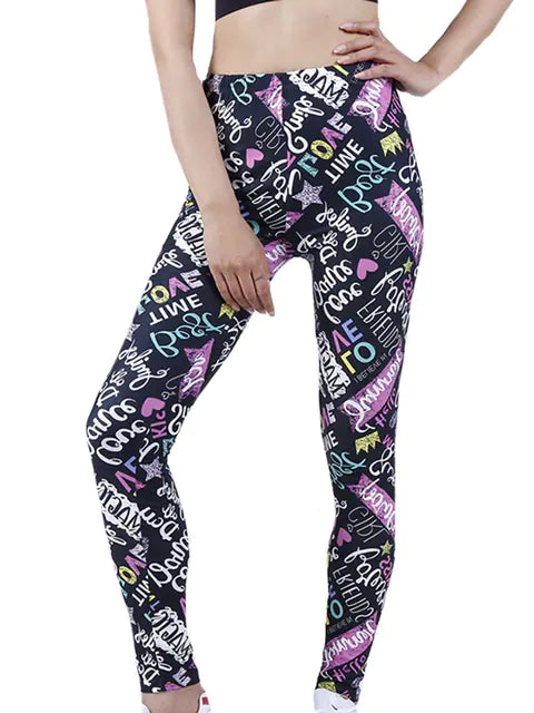 Summer Flower Print Gym Leggings – Stretchy Floral Workout Pants - My Store