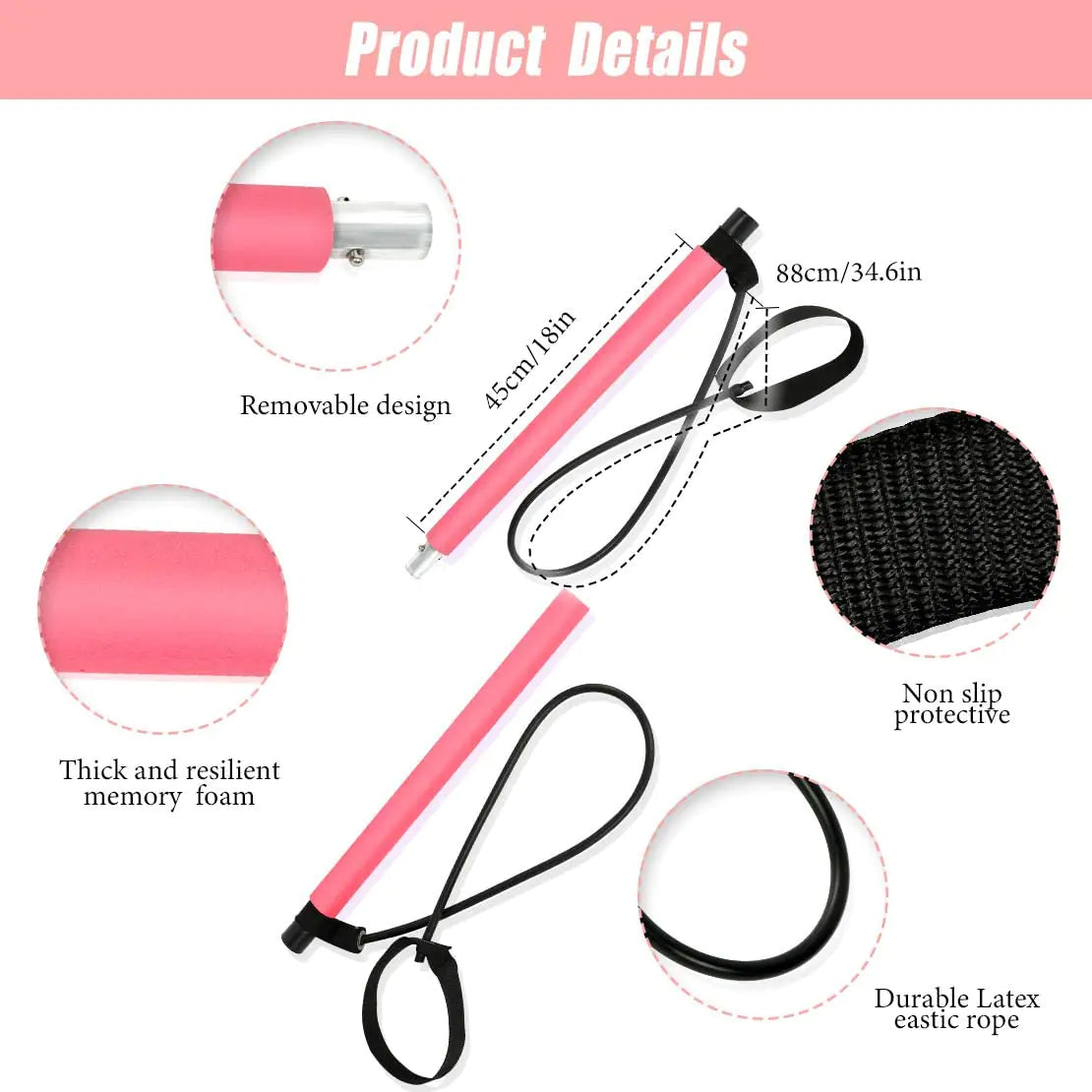 Portable Yoga Pilates Stick with Resistance Bands - My Store