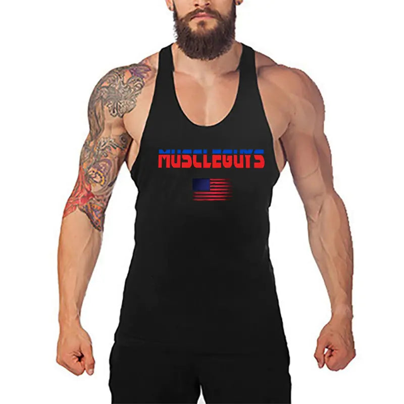 Men's Gym Vest -Breathable Print Training Tank - My Store