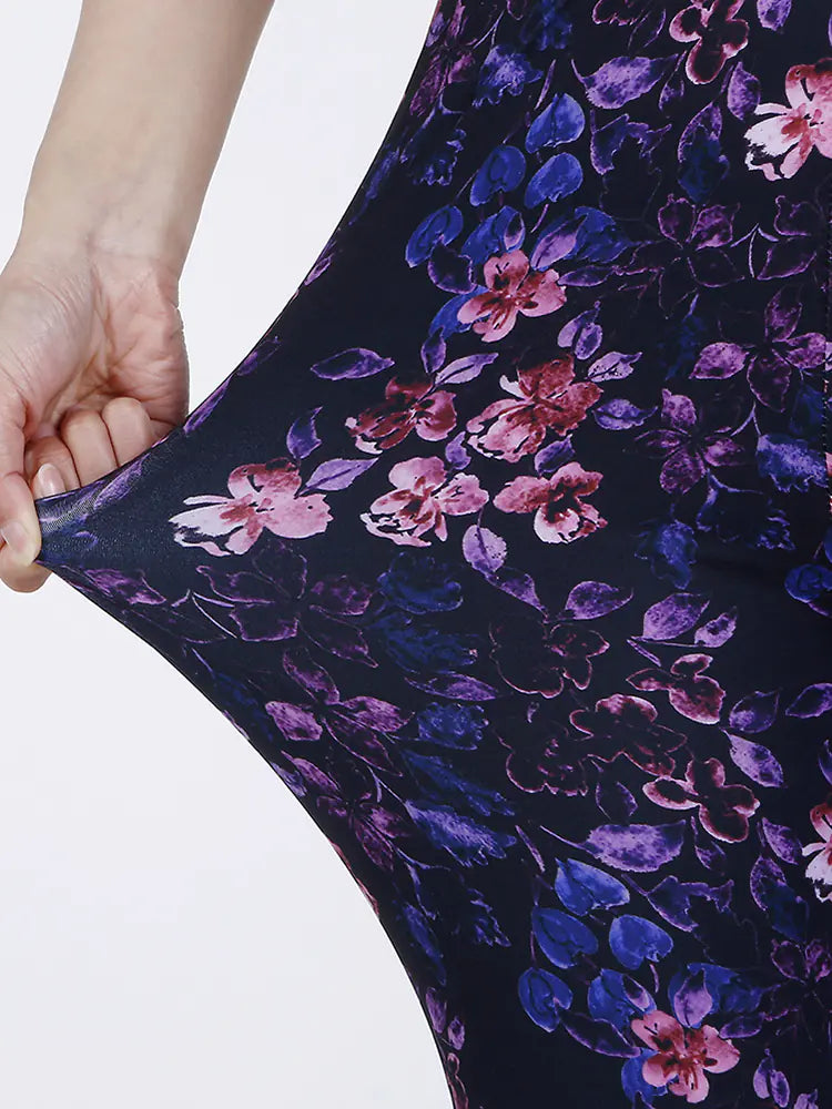 Summer Flower Print Gym Leggings – Stretchy Floral Workout Pants - My Store