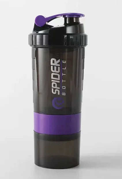 Black and purple Spider Bottle on a white background