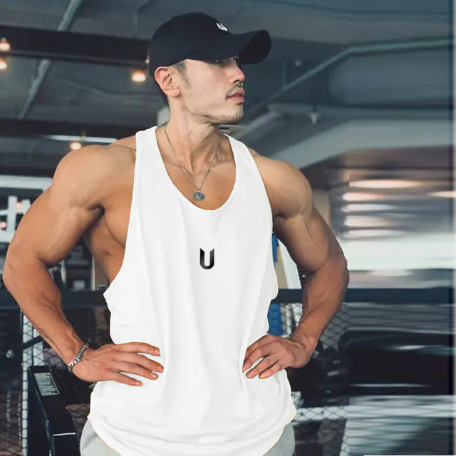 Men's Printed Round Neck Tank Top -Breathable Casual Gym Wear - My Store