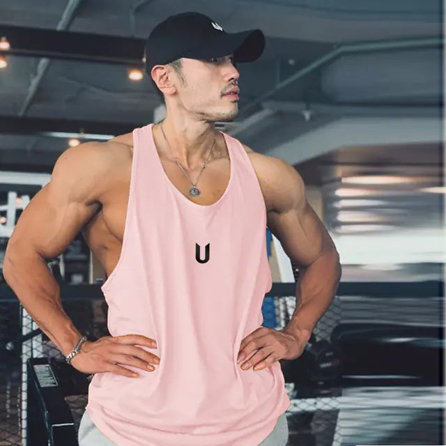 Men's Printed Round Neck Tank Top -Breathable Casual Gym Wear - My Store