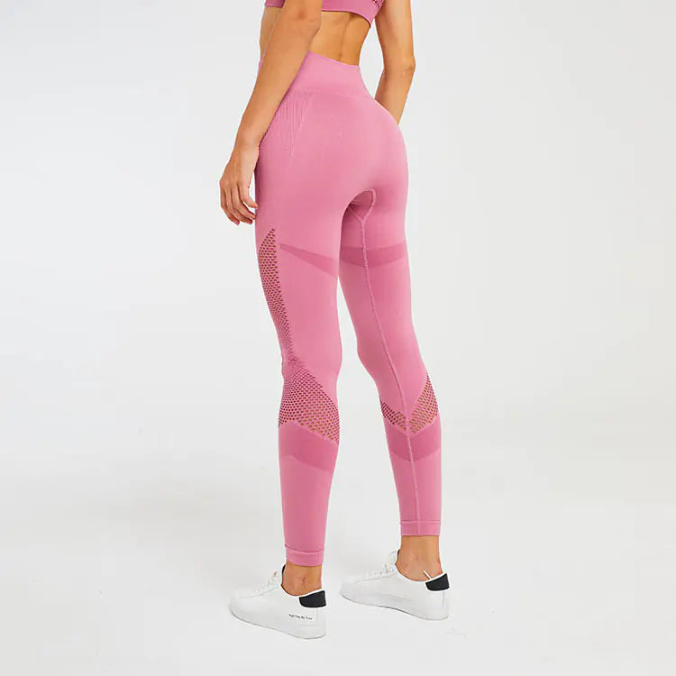 Seamless Hollow Fitness Leggings -Breathable Yoga & Gym Pants - My Store