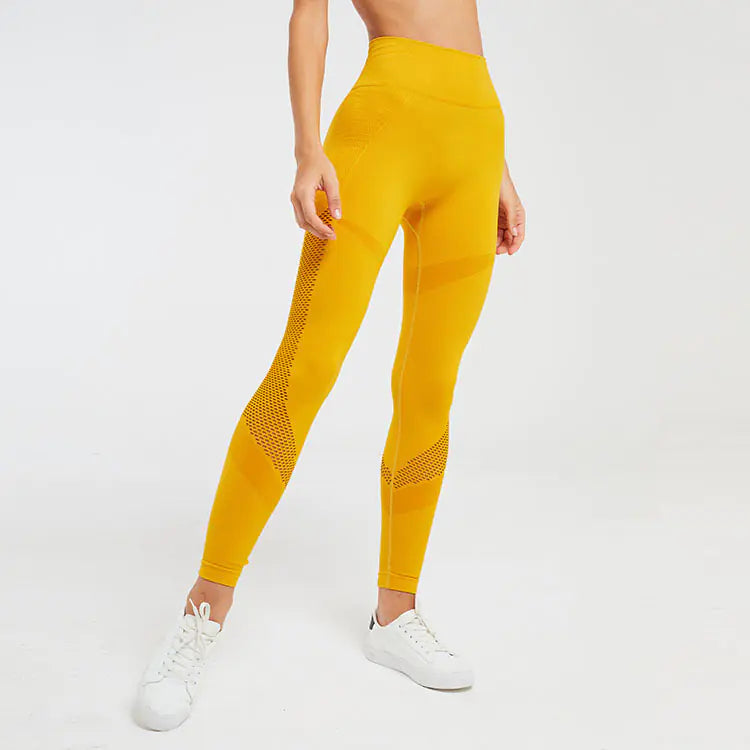 Seamless Hollow Fitness Leggings -Breathable Yoga & Gym Pants - My Store