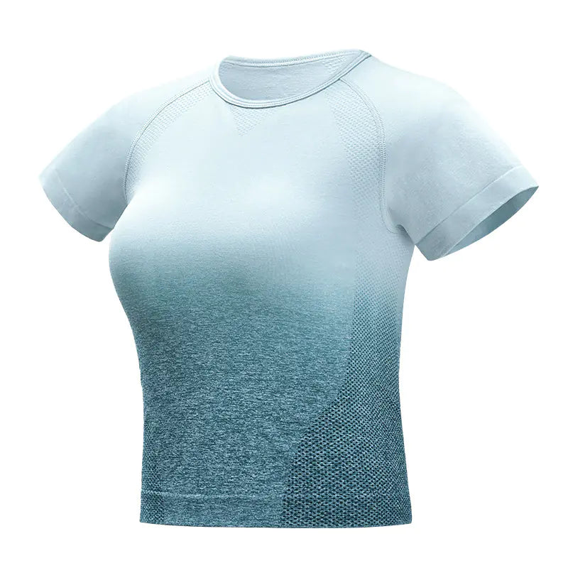 Seamless Gradient Short Sleeve Gym T-Shirt -Breathable Performance Top - My Store