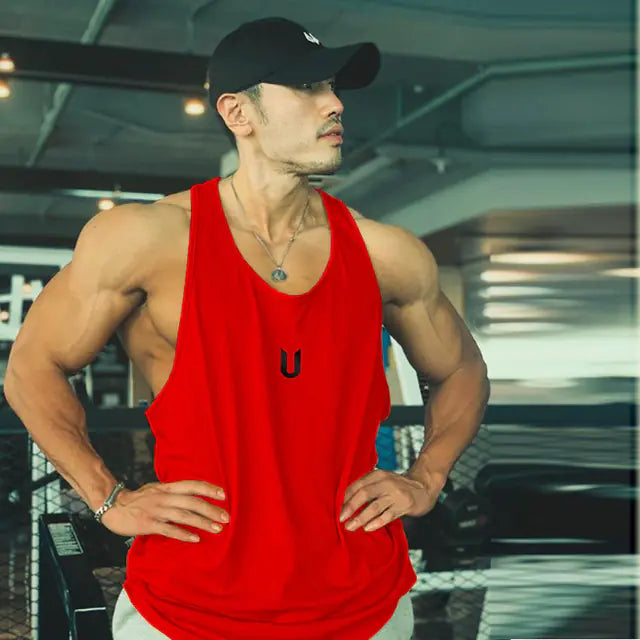 Men's Printed Round Neck Tank Top -Breathable Casual Gym Wear - My Store
