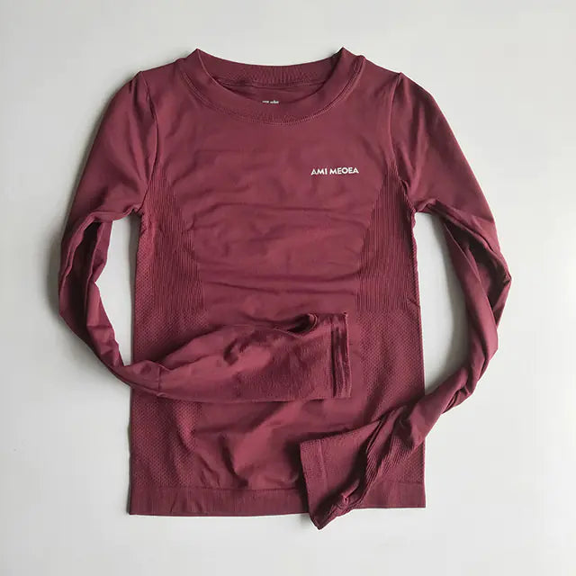 Women’s Long Sleeve Yoga Fitness Top -Seamless Comfort Stretch Shirt - My Store