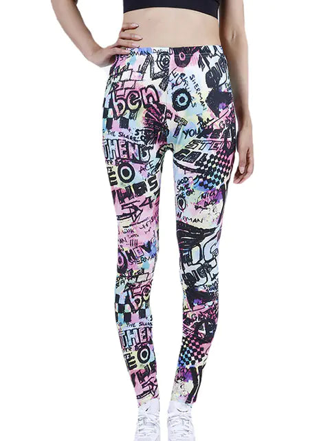Summer Flower Print Gym Leggings – Stretchy Floral Workout Pants - My Store
