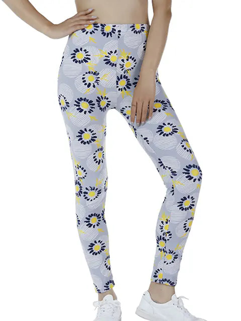 Summer Flower Print Gym Leggings – Stretchy Floral Workout Pants - My Store