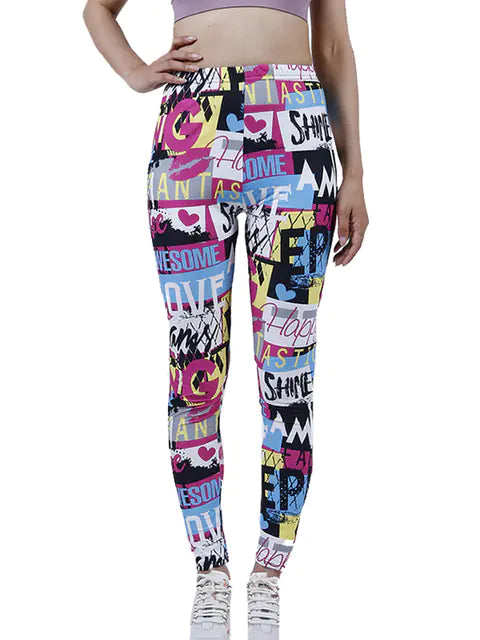 Summer Flower Print Gym Leggings – Stretchy Floral Workout Pants - My Store