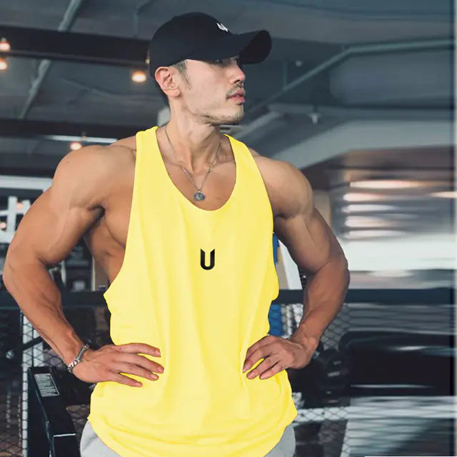 Men's Printed Round Neck Tank Top -Breathable Casual Gym Wear - My Store