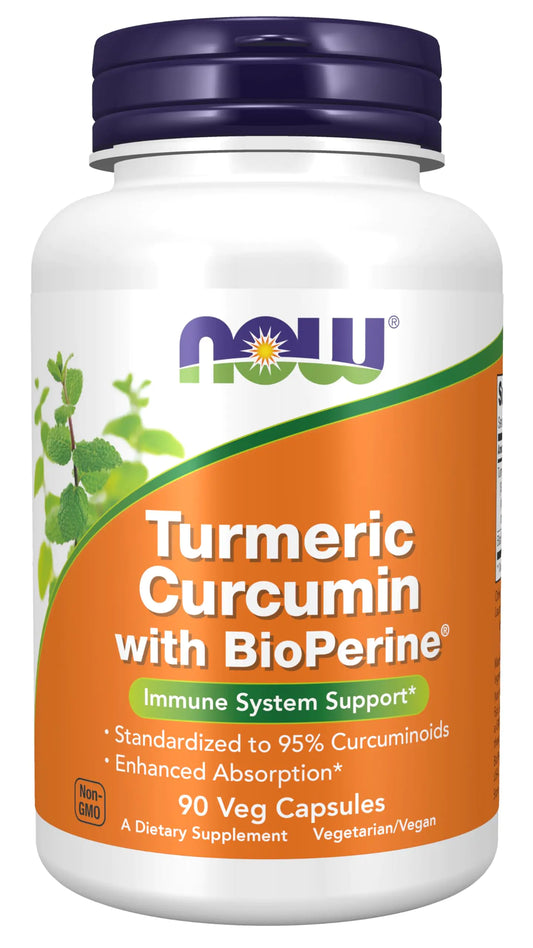 Turmeric Curcumin with BioPerine Immune System Support Standardized to 95% Curcuminoids Enhanced Absorption* 90 Veg Capsules - My Store