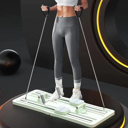 Person using a step machine with a dark background
