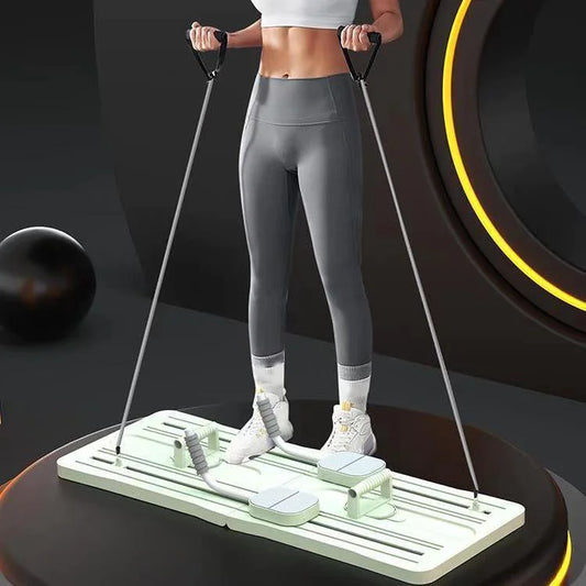 Person using a step machine with a dark background