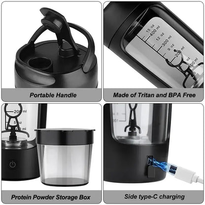 Electric Portable Whey Protein Shaker Bottle -Rechargeable Mixing Cup - My Store