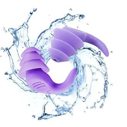 Purple silicone product with water splash on a white background