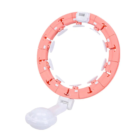 Pink and white ring light on a white background