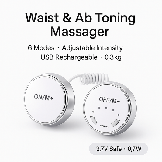 Waist and ab toning massager with control buttons on a white background