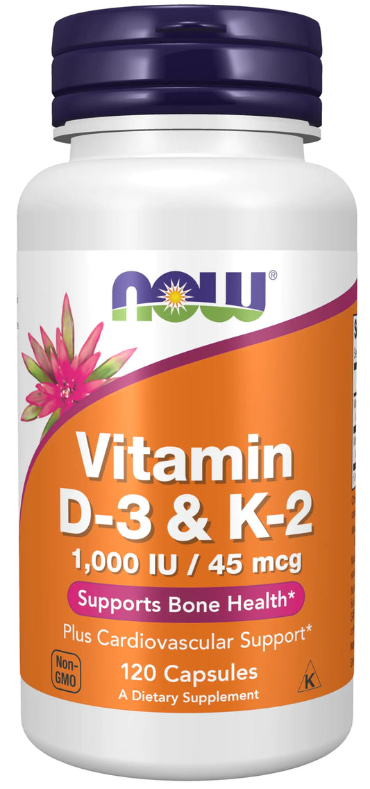 Vitamin D-3 & K-2 1000 IU/45 mcgPlus Cardiovascular Support* Supports Bone Health* 120 veg Capsules - My Store