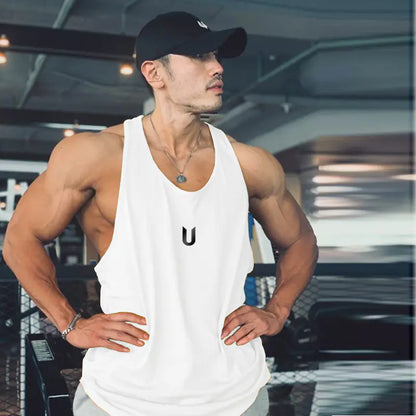 Men's Printed Round Neck Tank Top -Breathable Casual Gym Wear - My Store