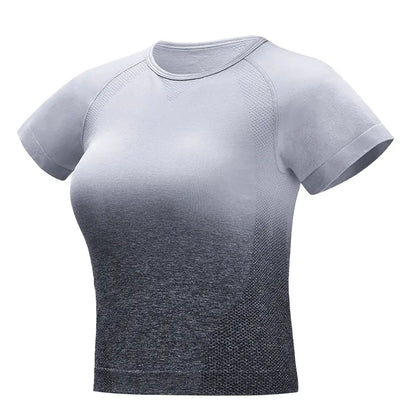 Seamless Gradient Short Sleeve Gym T-Shirt -Breathable Performance Top - My Store
