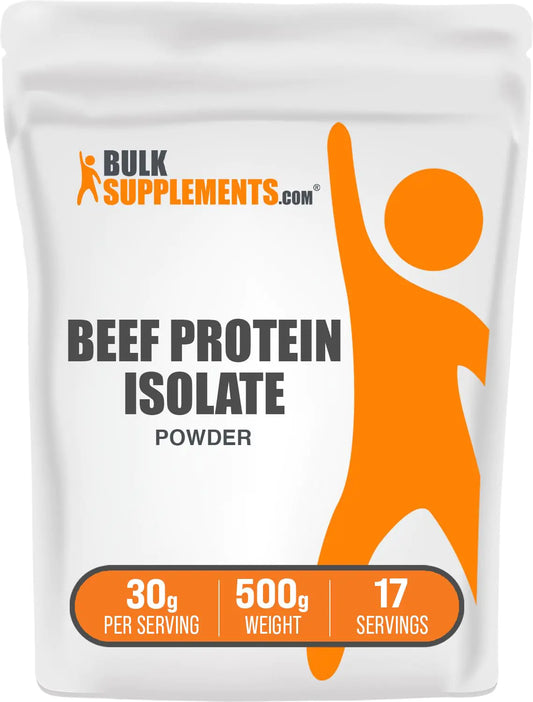 BulkSupplements.com Beef Protein Isolate Powder - Lactose Free Protein Powder Beef Protein Powder - Unflavored & Gluten Free 30g per Serving 500g (1.1 lbs) (Pack of 1) - My Store